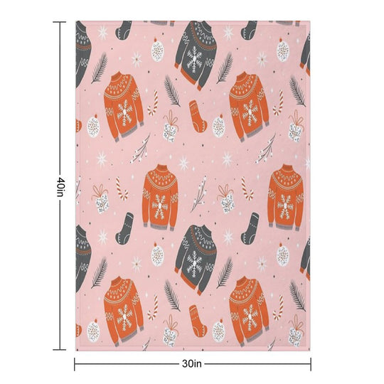 Christmas Sweater Pattern Pink Anti-pilling Throw Blanket