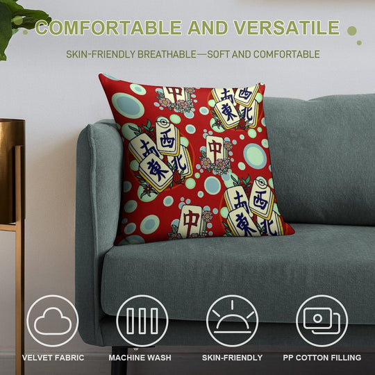 Mah Jongg Pattern Soft Gift Ready Throw Pillow