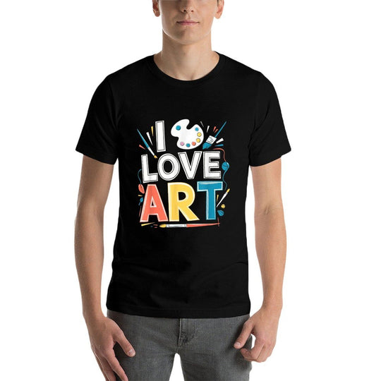I Love Art Artist Painter Colorful Painting Art Lover  Ribbed Collar T-Shirt
