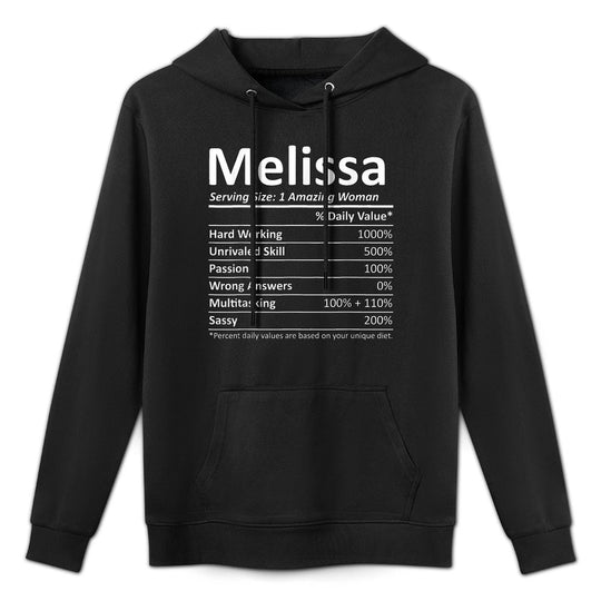 Custom Girl Women Mom Fun Birthday Nutrition Facts Melissa Personalized Name Funny Medium-Weight Fabric Hoodie
