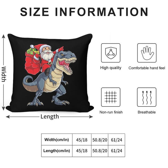 Santa Riding Dinosaur T Rex T Shirt Christmas Gifts X-mas Kids Boys Girls Man Women Soft High-Density Material Throw Pillow