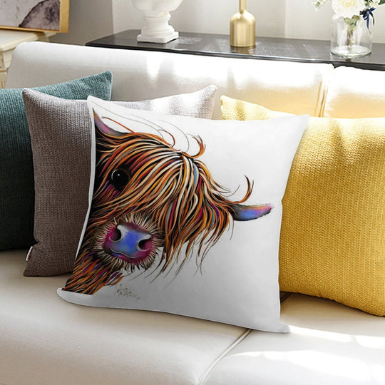 HiGHLaND CoW PRiNT SCoTTiSH ' SuGaR LuMP ' BY SHiRLeY MacARTHuR Soft Shrink-Resistant Throw Pillow