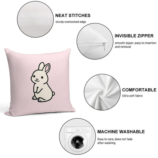 White Bunny Soft Gift Ready Throw Pillow