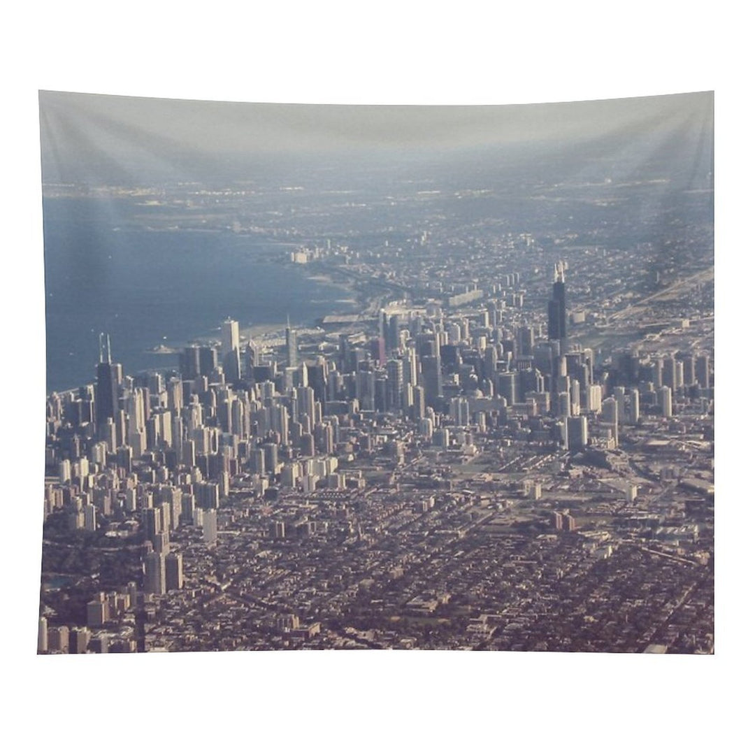 Chicago from The Air Color Photo Tapestry