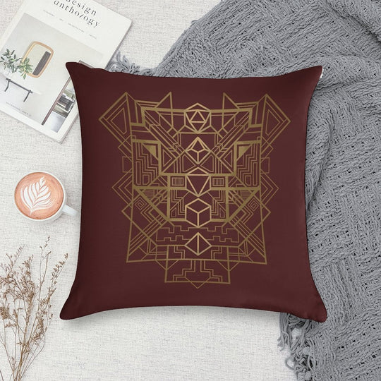 Dice Deco Gold Soft Hidden Zipper Throw Pillow