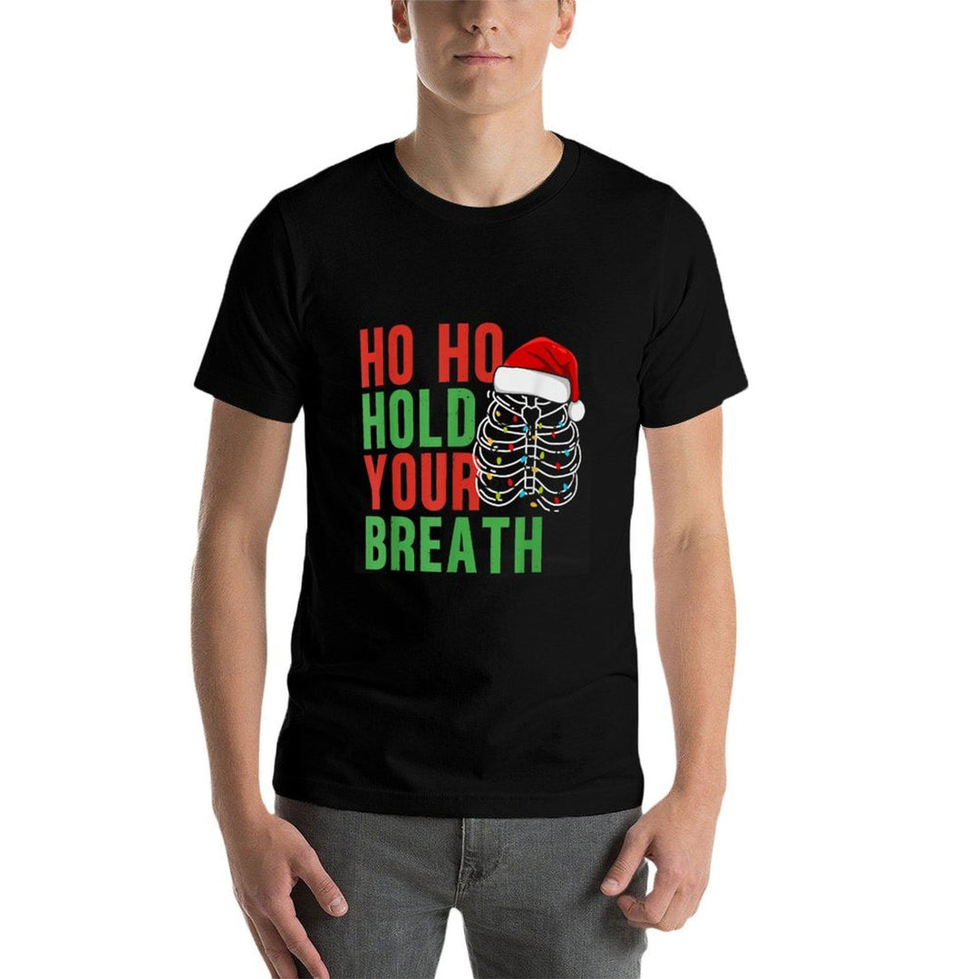 Radiology Tech Christmas Skeleton Ho Ho Ho Your Breath  Heathered Texture T-Shirt