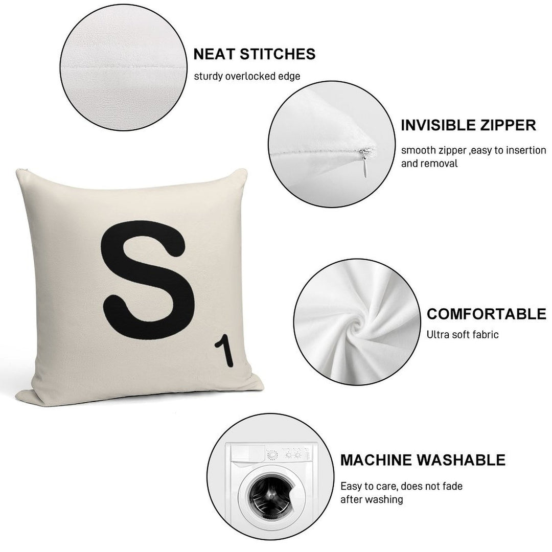 Scrabble Tile S Soft Luxury Feel Throw Pillow