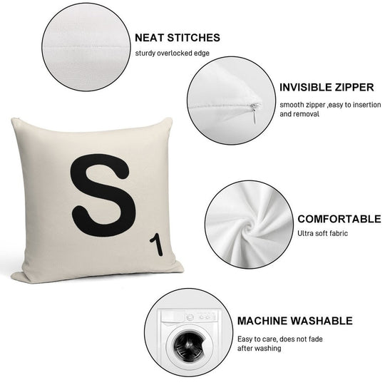 Scrabble Tile S Soft Luxury Feel Throw Pillow