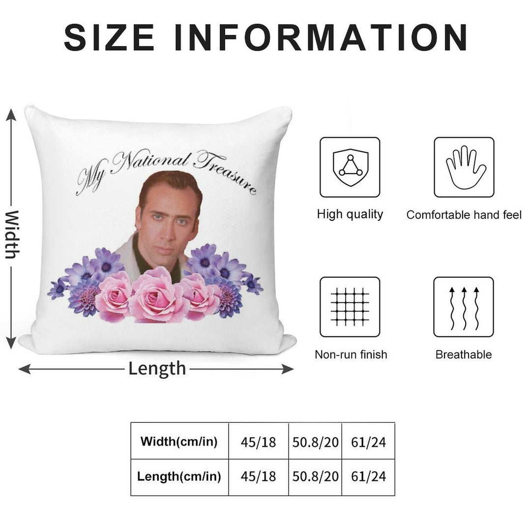 Nicholas Cage - My National Treasure Soft Luxury Feel Throw Pillow