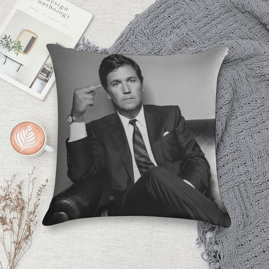 Tucker Carlson Middle Finger Soft Decorative Cover Throw Pillow
