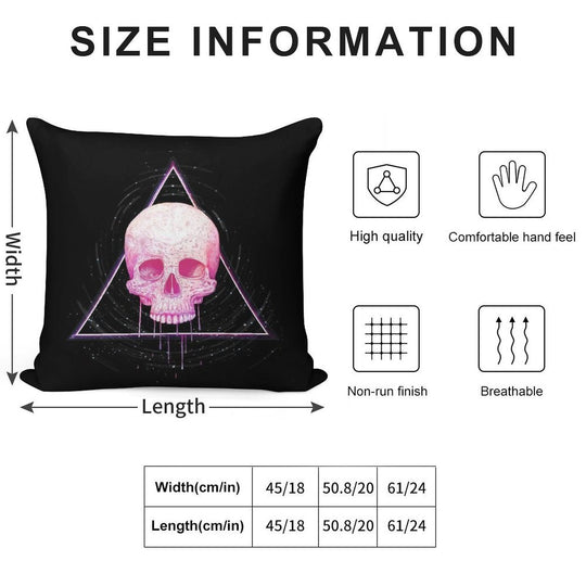 Skull in Triangle on Black Soft Hidden Zipper Throw Pillow