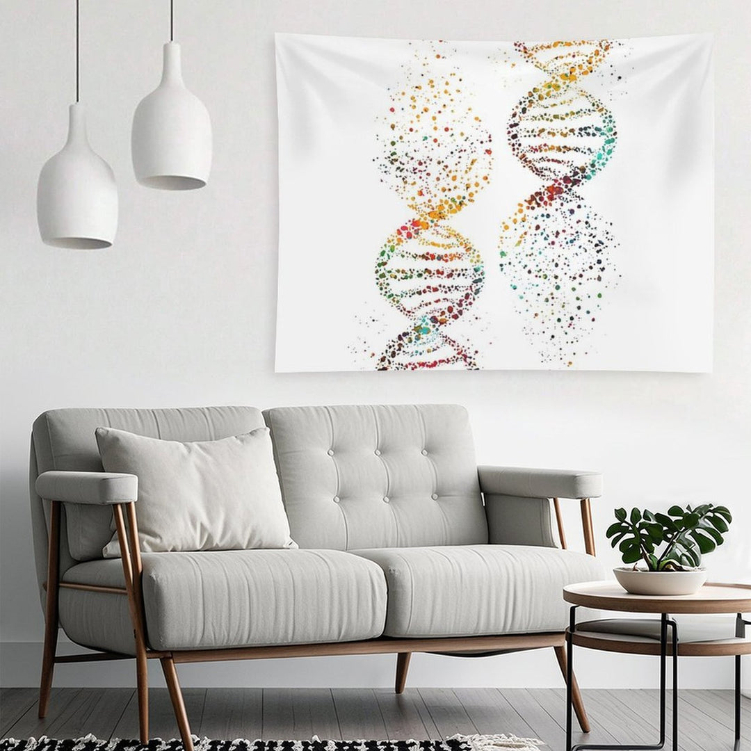 DNA, Watercolor Art,Dna Double Helix Genetic Tapestry