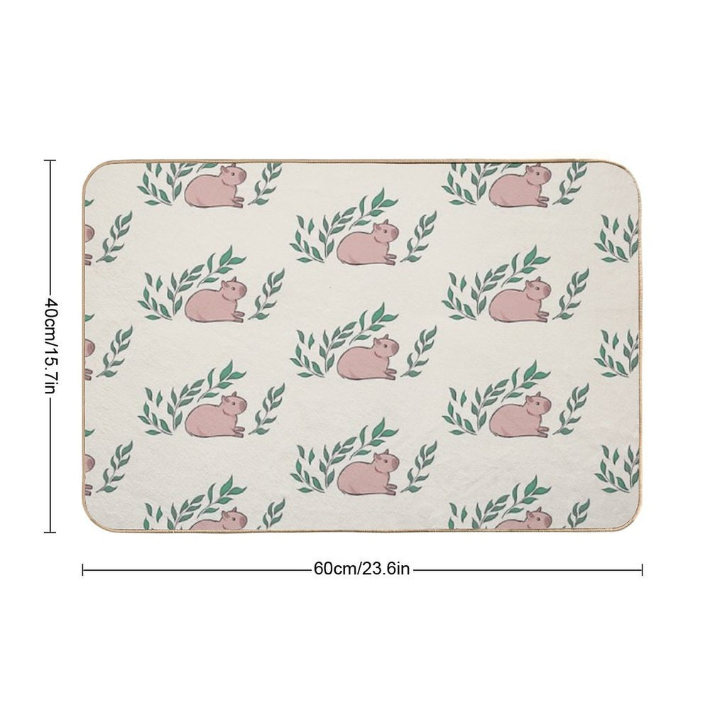 Capybara And Leaf [Colour, Light]  Multi-Purpose Bath Mat