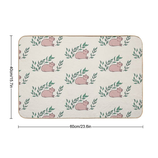 Capybara And Leaf [Colour, Light]  Multi-Purpose Bath Mat