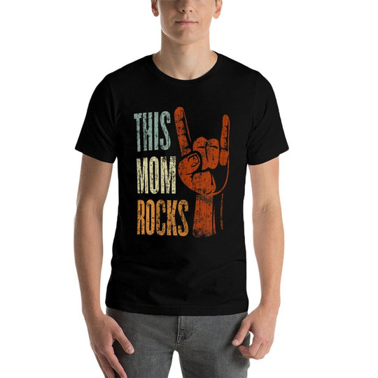 This Mom Rocks Rock N Roll Metal Gift for Mother  Oversized Silhouette T-Shirt