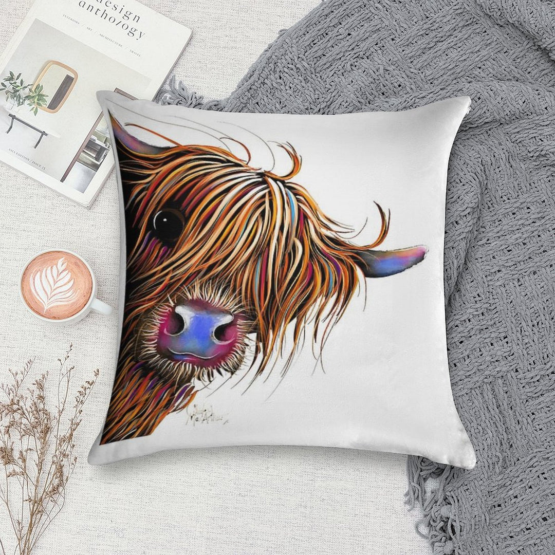 HiGHLaND CoW PRiNT SCoTTiSH ' SuGaR LuMP ' BY SHiRLeY MacARTHuR Soft Shrink-Resistant Throw Pillow