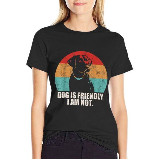 Vintage Dog Is Friendly I Am Not Labrador Lover Dogs Dad Mom  Relaxed-fit T-Shirt