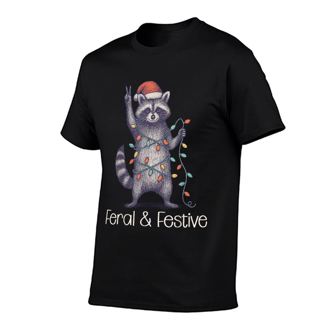 Feral And Festive Raccoon Santa Christmas Holiday Racoon  Stretchy T-Shirt