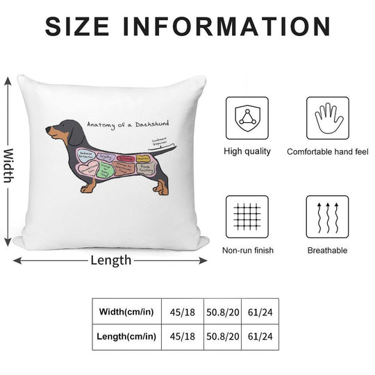 Anatomy of A Dachshund Soft Easy Maintenance Throw Pillow