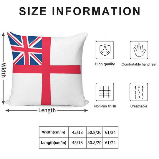 ROYAL WHITE ENSIGN - GREAT BRITAIN Soft Hidden Zipper Throw Pillow