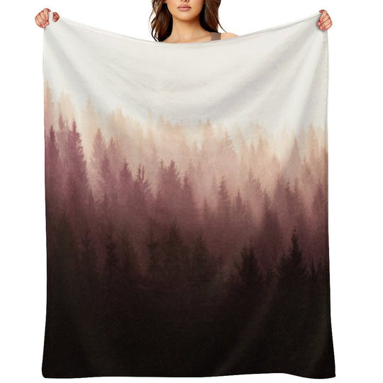 Chasing Light  Exploring A Vintage Mountain Fairytale Wilderness Forest With Cascadia Trees Covered In Magic Fog Plush Throw Blanket