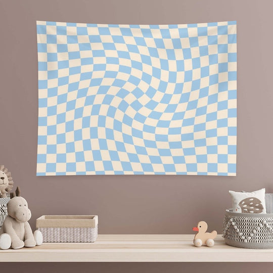Check II - Baby Blue Twist Tapestry
