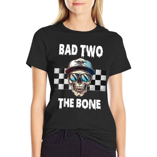 Bad To The Bone Birthday Halloween Skeleton Boy Toddler  Versatile T-Shirt