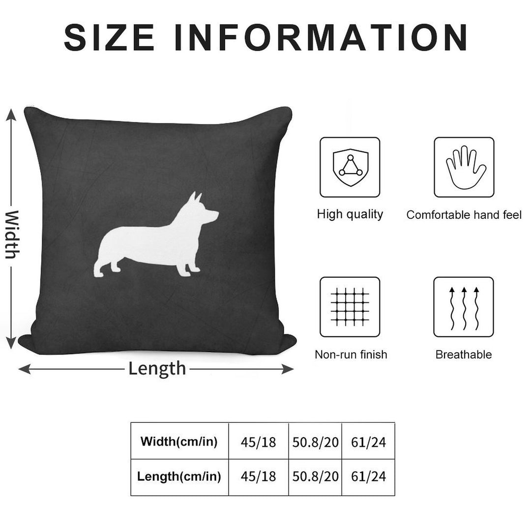 Pembroke Welsh Corgi Silhouette (White) Soft Reinforced Edging Throw Pillow