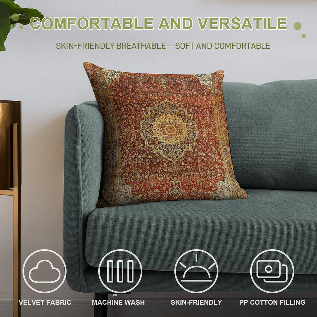 Khorasan Antique Persian Carpet Print Soft Home Decor Throw Pillow