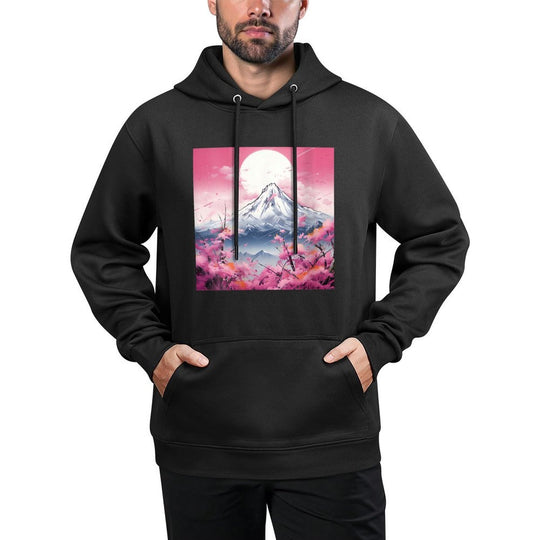 Sakura Reverie Japanese Petals Unfold in Twilight Peaks Adjustable Hood Hoodie
