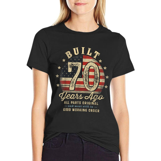 Built 70 Years Ago Funny 70th Birthday USA  Moisture-wicking T-Shirt