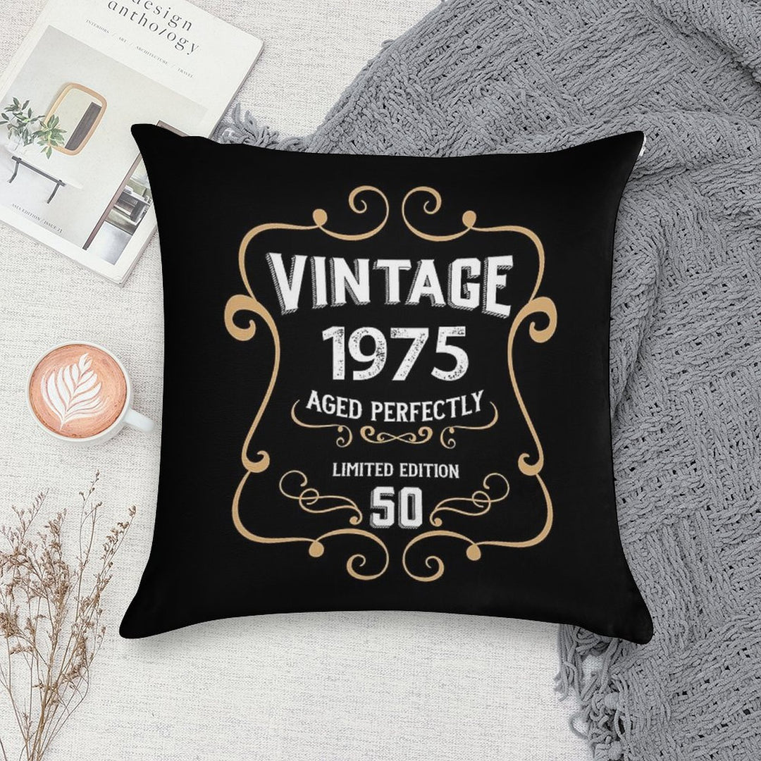 50th Birthday Vintage 1975 Aged Perfectly Gift Soft High-Density Material Throw Pillow