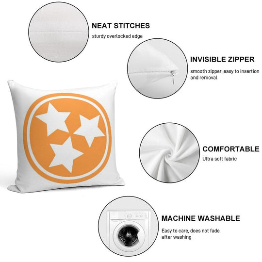 Orange Tristar Soft Short Plush Fabric Throw Pillow