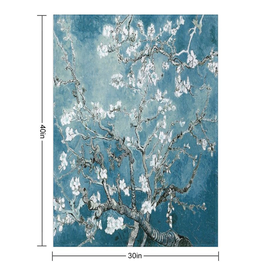Vincent Van Gogh Almond Blossoms Teal Elegance Machine-washable Throw Blanket
