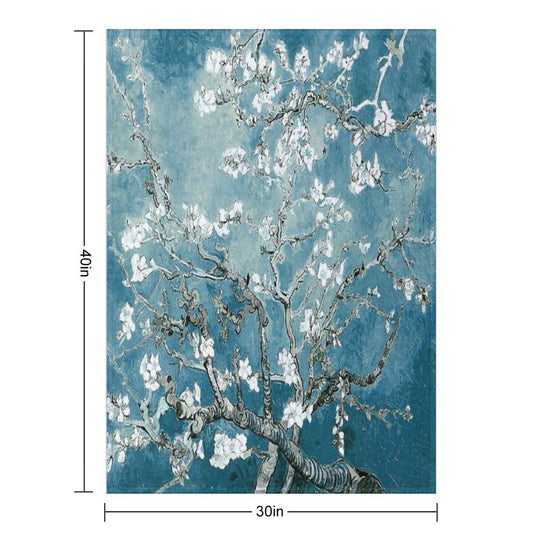 Vincent Van Gogh Almond Blossoms Teal Elegance Machine-washable Throw Blanket