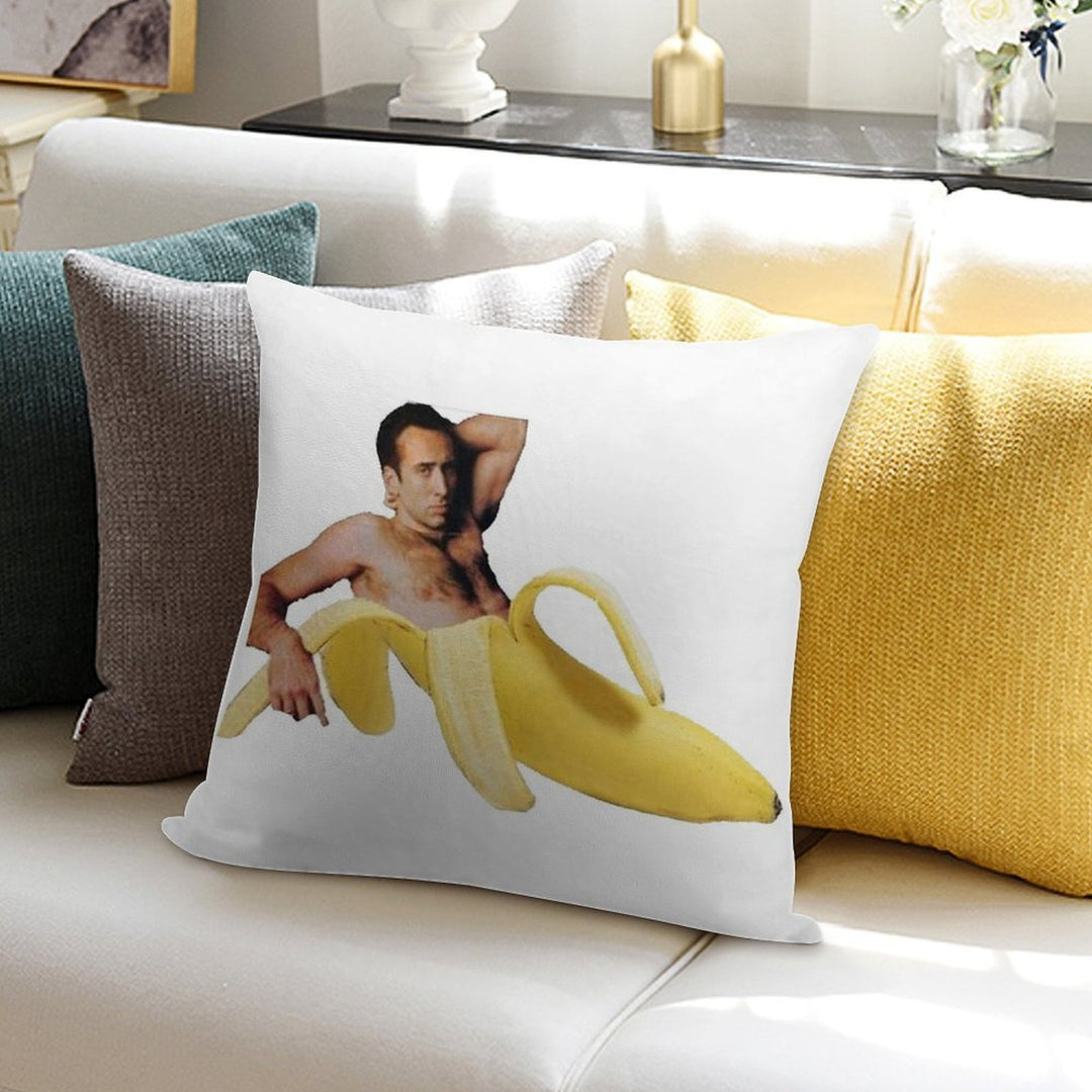 Nicholas Cage Sexy Banana Pose Soft Multiple Sizes Throw Pillow
