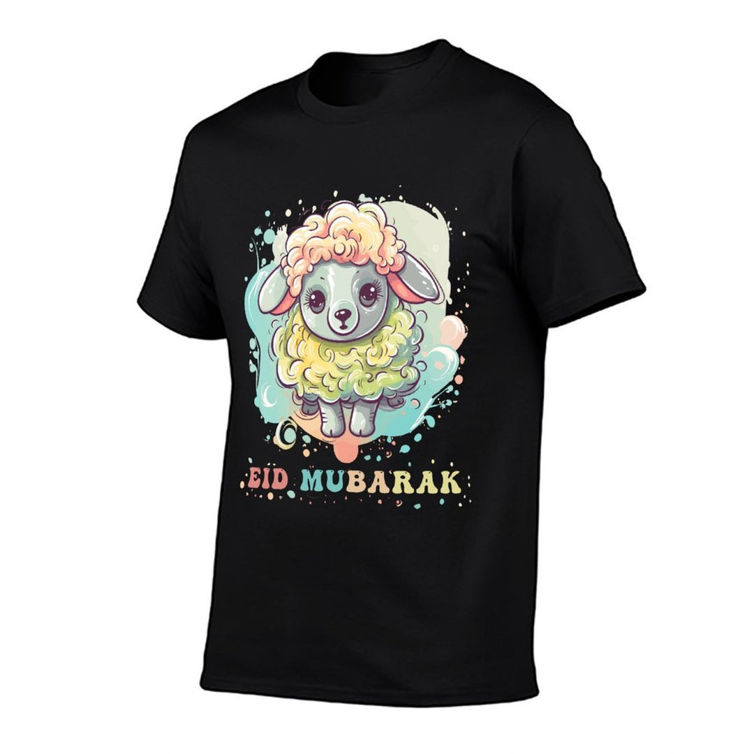 Eid Mubarak Colorful Funny Sheep  High-quality Stitching T-Shirt