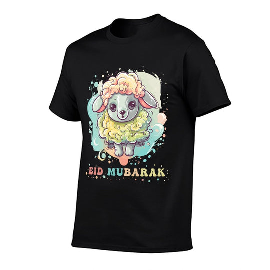 Eid Mubarak Colorful Funny Sheep  High-quality Stitching T-Shirt