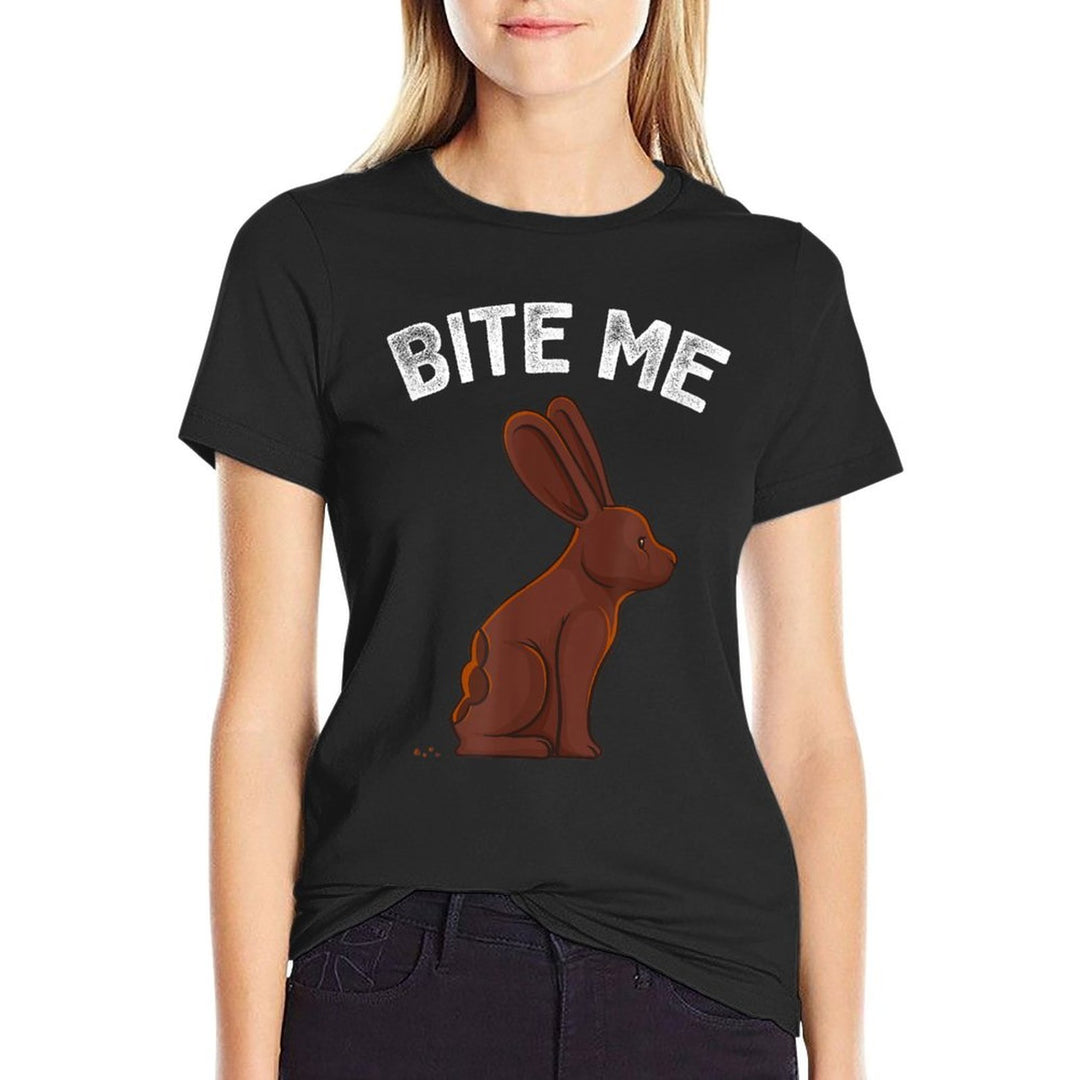 Bite Me Easter Bunny Funny Joke Meme Men Women Kids  Heathered Texture T-Shirt