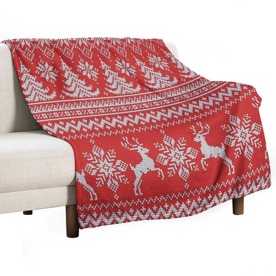 Red Christmas Knit Versatility Throw Blanket