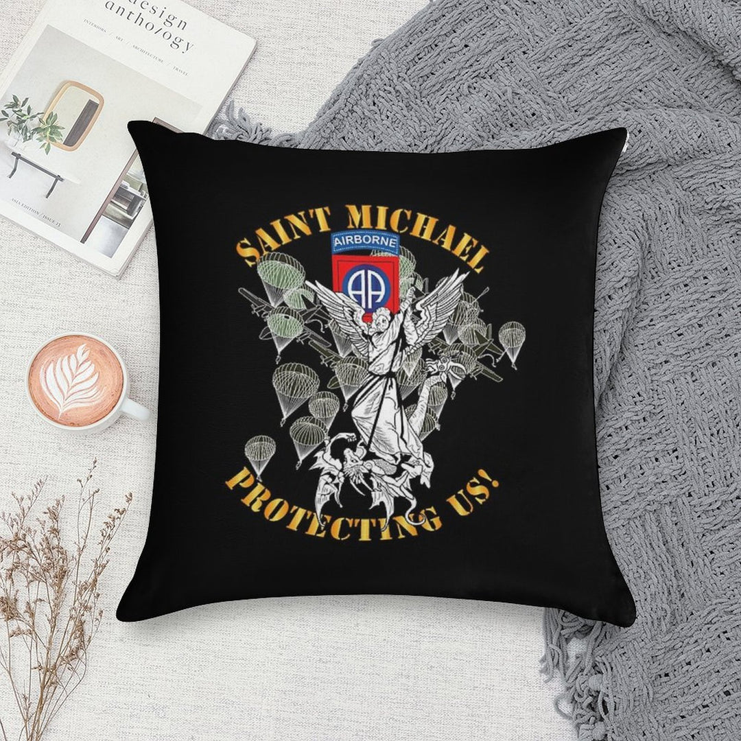 Army - 82nd Airborne Div - Saint Michael - Protecting Us - Mass Soft Multiple Sizes Throw Pillow