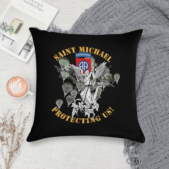 Army - 82nd Airborne Div - Saint Michael - Protecting Us - Mass Soft Multiple Sizes Throw Pillow