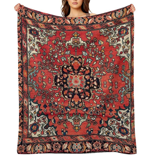 Farahan Arak West Persian Poshti Print Compact Throw Blanket