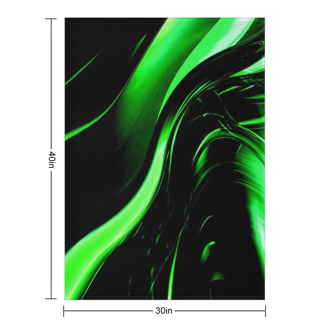 Lime Florescent Green And Black Swirling Abstract Design Pattern All-season Throw Blanket