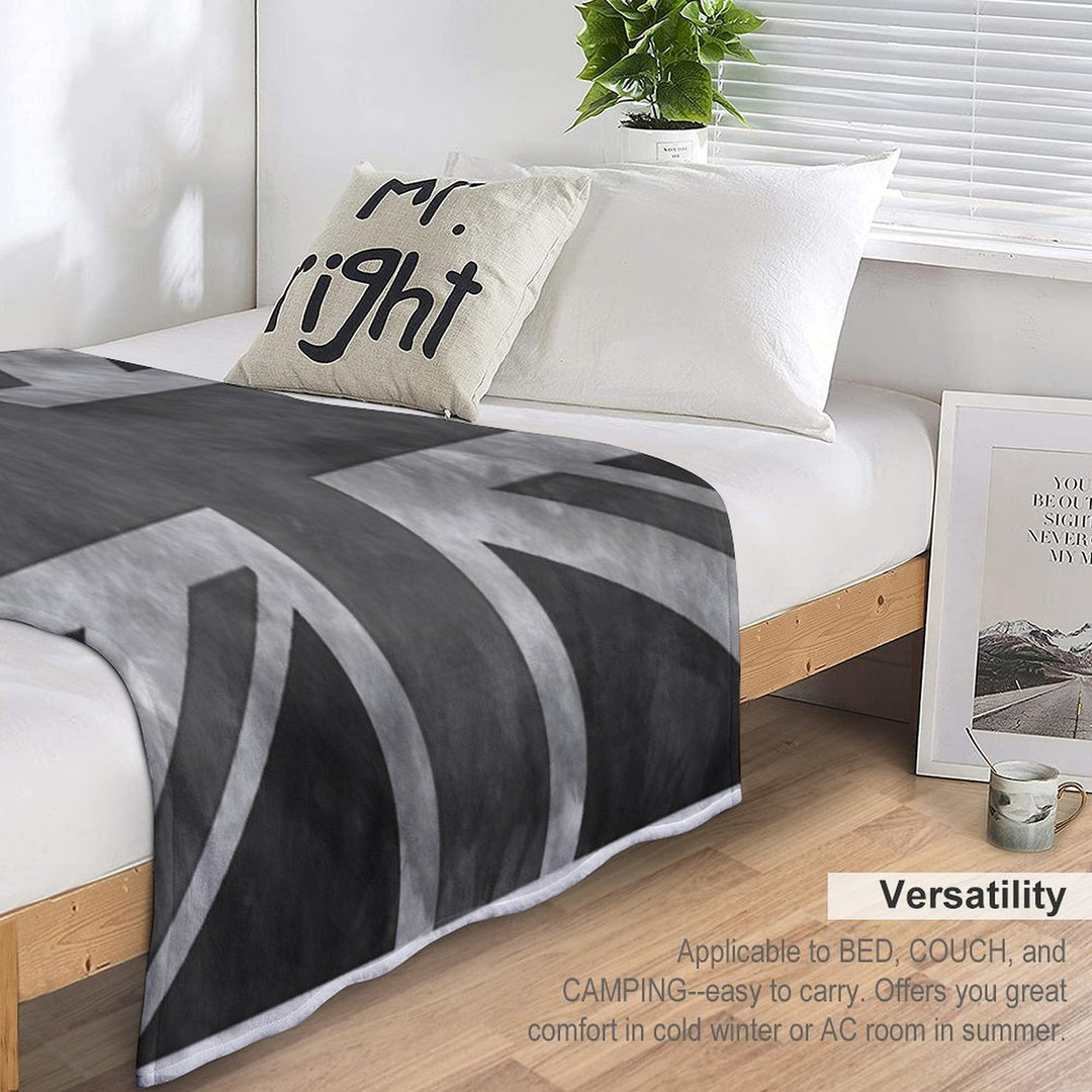 Greyscale Distressed Union Jack Lightweight Throw Blanket
