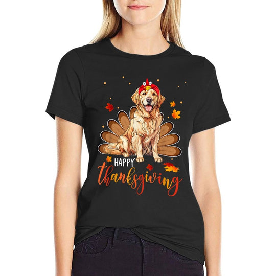 Cute Golden Retriever Happy Thanksgiving Turkey Dog for Men Women Girls Kids  Classic T-Shirt