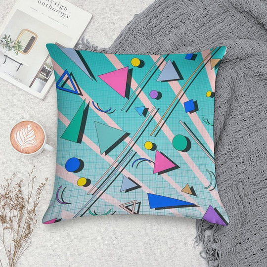 80s Pop Retro Pattern 4 Soft Decorative Cover Throw Pillow