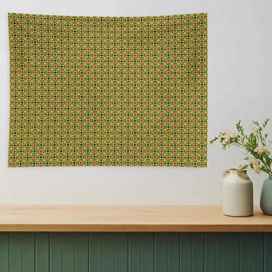 Red And Yellow Petal Medallions Tapestry