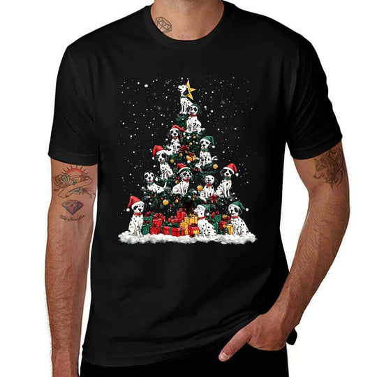 Dalmatian Christmas Tree Dog Santa Xmas Merry Dogmas Men Women Kids  Graphic-printed T-Shirt