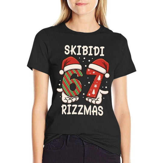 Rizz Christmas 67 Funny Xmas Skibidi Rizzmas Boys Girls  Fade-proof Color T-Shirt